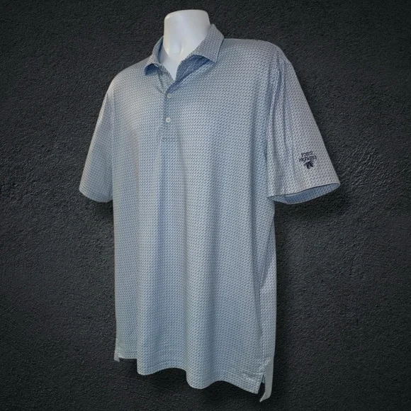 Johnnie-O Performance Golf Polo Shirt Men’s L Blue Micro Print Stretch - Picture 2 of 13